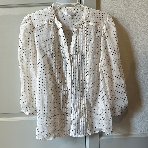Charming Charlie button up polka dot sheer blouse - Picture 1 of 4